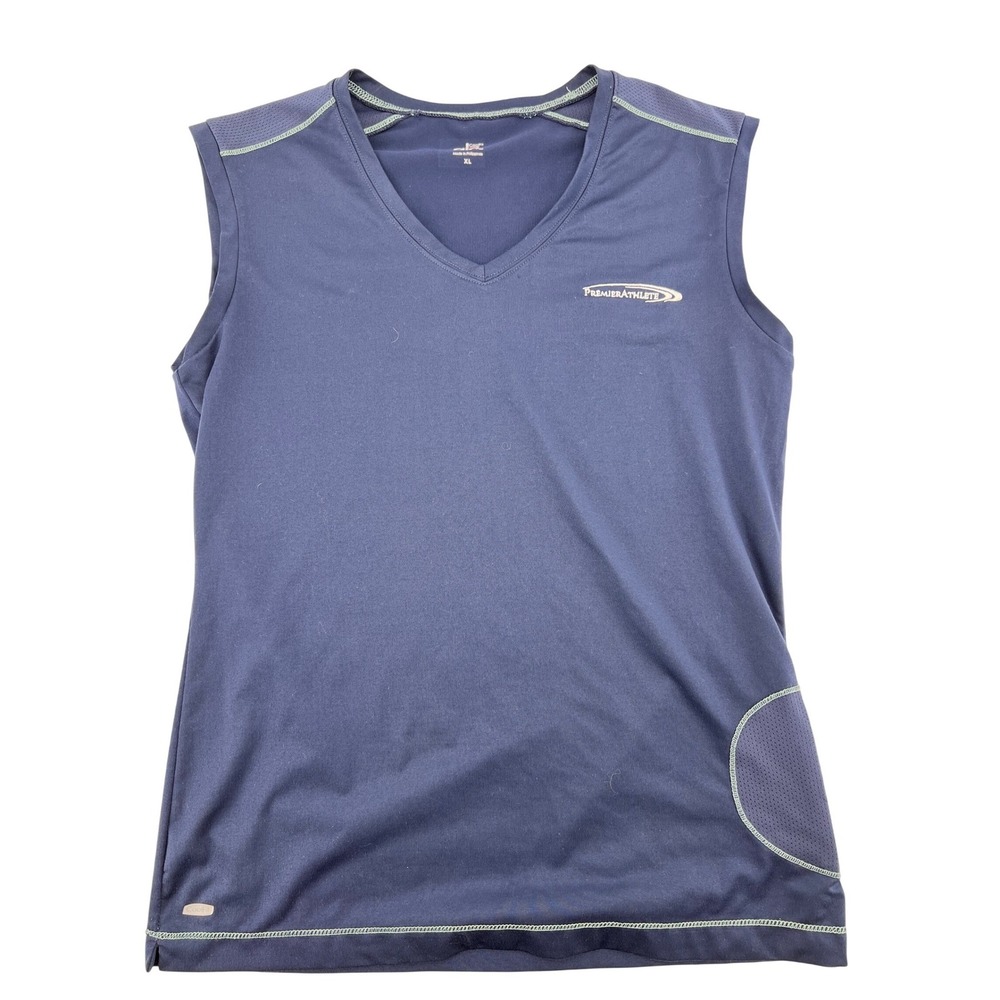 Alo CoolFit Mens XL Navy Blue V-Neck Sleeveless Athletic Tank‎ Premier Athlete